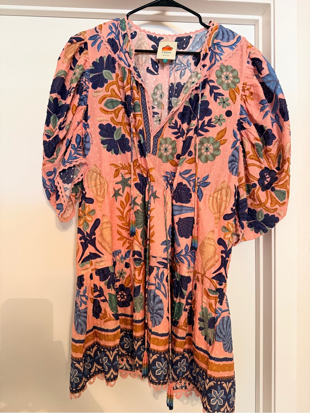 FARM Rio Seashell Tapestry Cotton Mini Dress XL - Picture 1 of 3